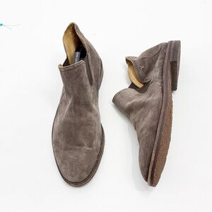 Trask Allison Taupe Gray Brown suede Chelsea style booties size 9.5